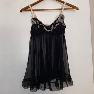 Victoria Secret Black ruffle sheer babydoll lingerie